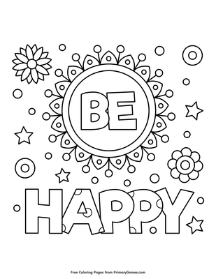 Be happy coloring page â free printable pdf from