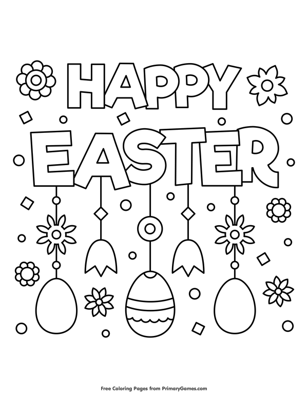 Happy easter coloring page â free printable ebook easter coloring pages printable easter printables free easter coloring sheets