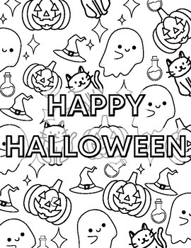 Halloween coloring page printables by lauren anderson tpt