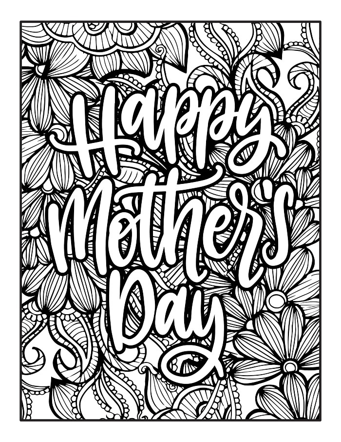 Mothers day coloring pages set of floral printable off