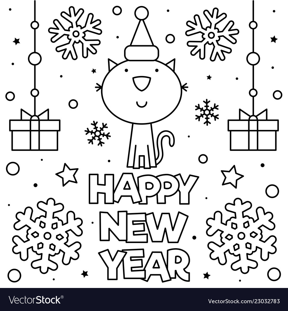 Happy new year coloring page royalty free vector image