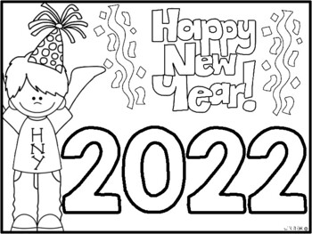 Freebie happy new year coloring sheet by julie shope tpt
