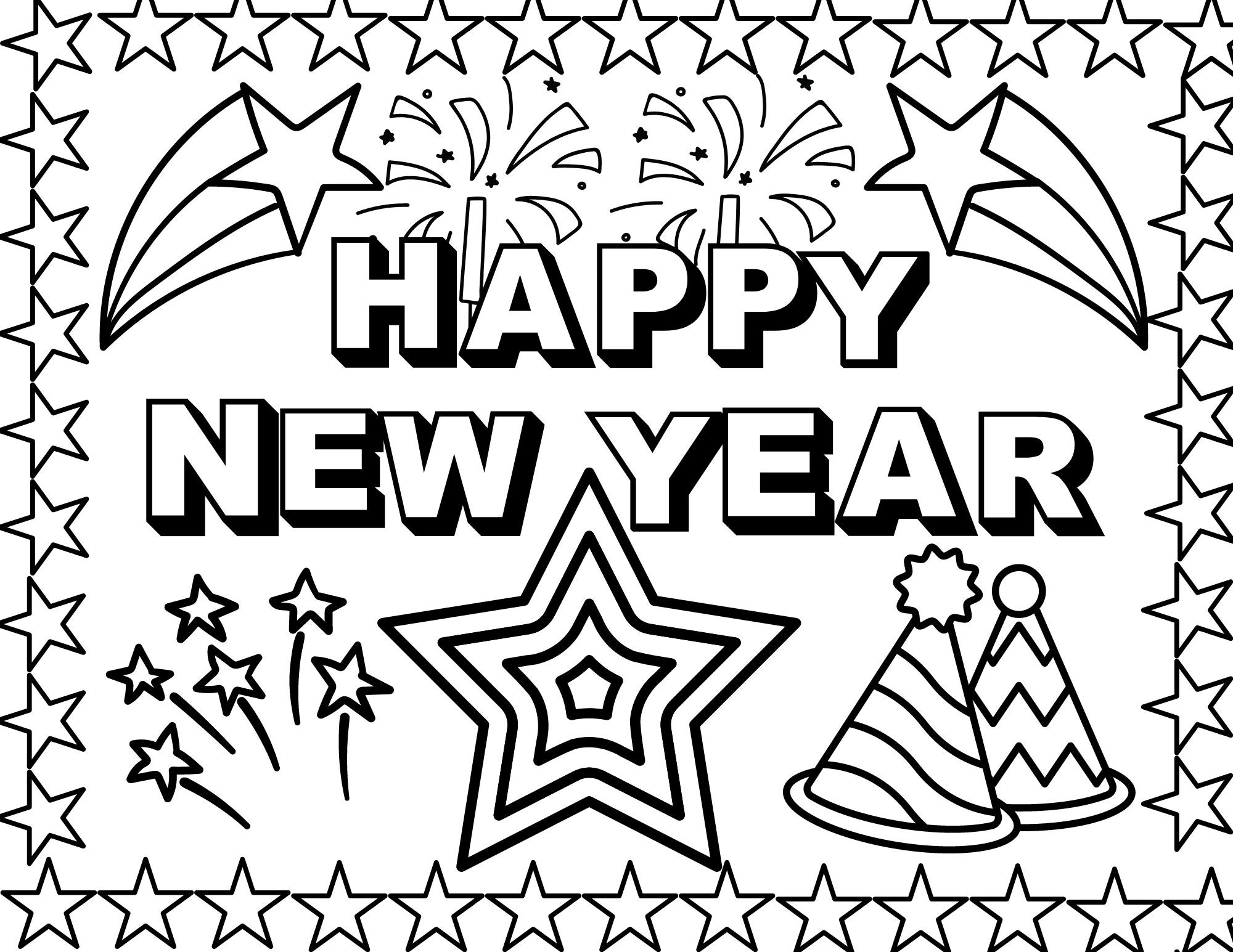 Happy new year coloring sheet