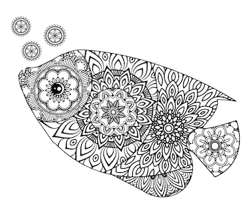 Premium vector mandala ocean animals coloring pages for kids and adult premium vector