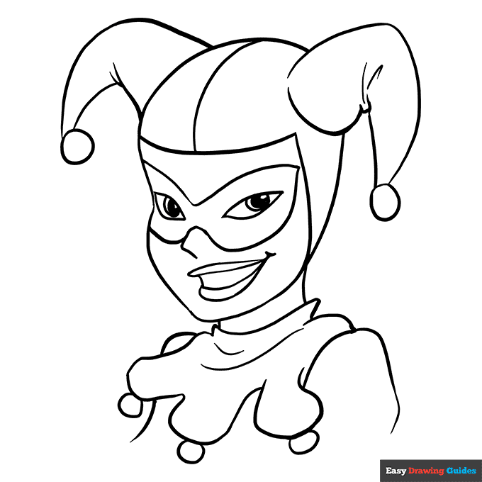 Harley quinn coloring page easy drawing guides