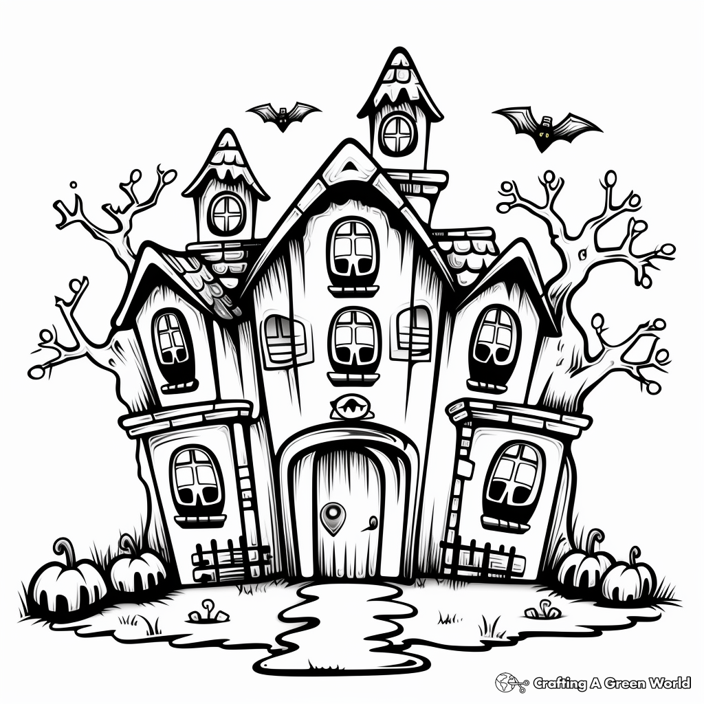 Haunted house coloring pages