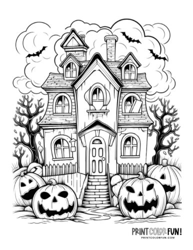 Haunted house coloring pages easy craft activities for halloween fun at