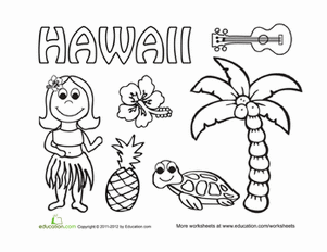 Hawaii worksheet education hawaiian crafts coloring pages hawaii crafts