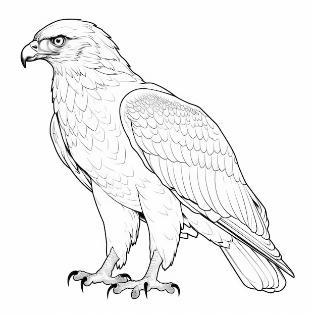 Premium ai image realistic hawk coloring page for childrens coloring book