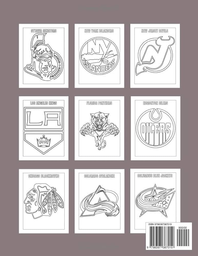 Ice hockey league logos coloring book amazing coloring pages gift for any ice hockey fans for kids and adults all ages to stress relief tabata andersson books