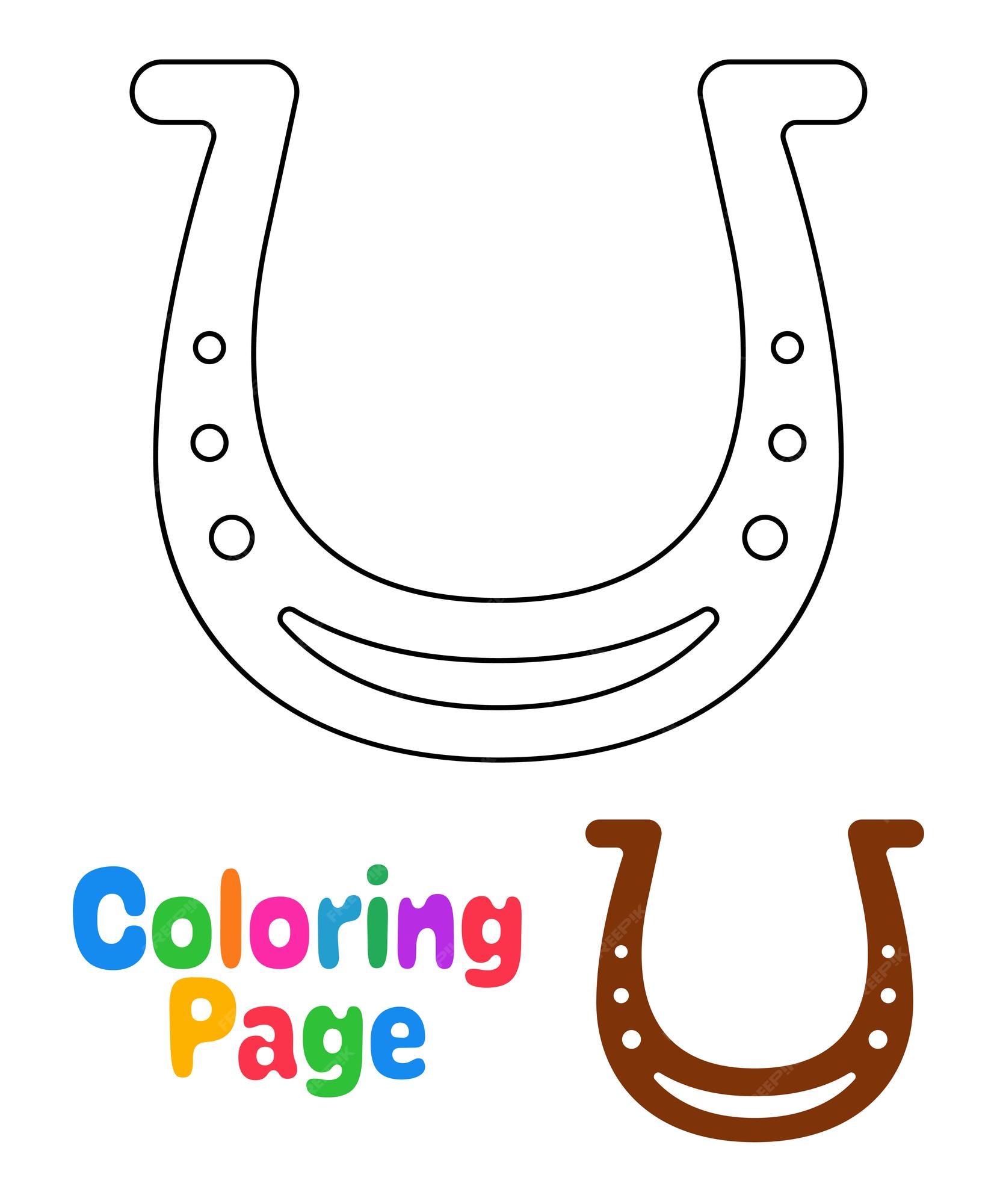 Premium vector coloring page with horseshoe for kids