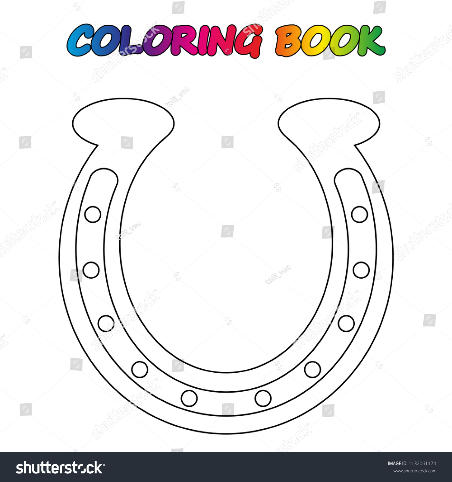 Horseshoe coloring book coloring page educate stock vector royalty free