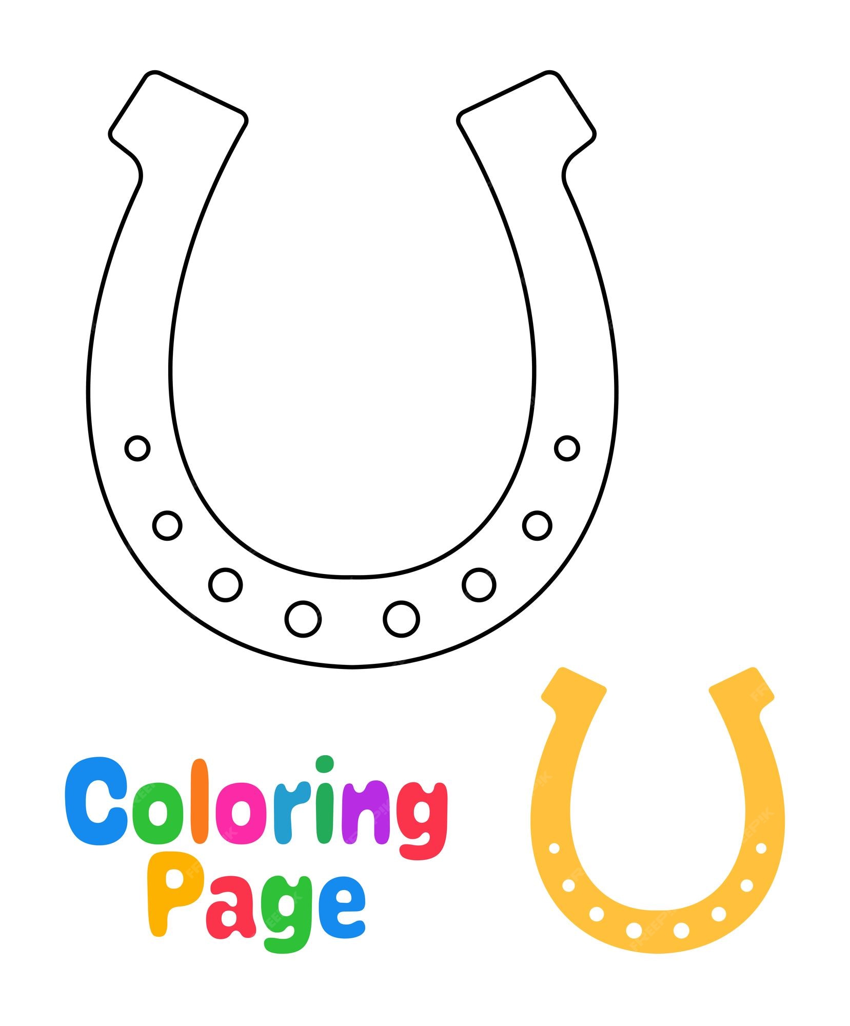 Premium vector coloring page with horseshoe for kids