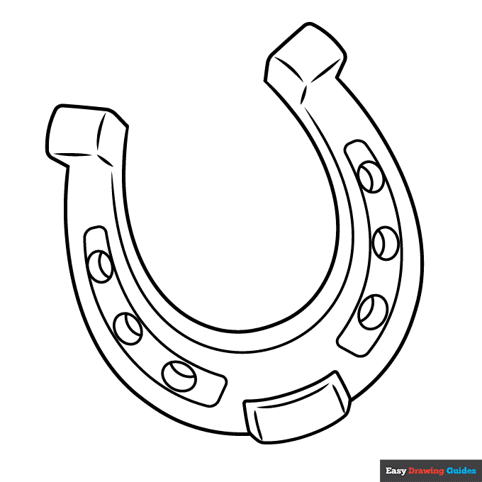 Horseshoe coloring page easy drawing guides