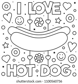 Love hot dog coloring page black stock vector royalty free