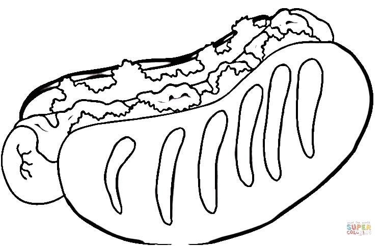 Tasty hot dog coloring page free printable coloring pages