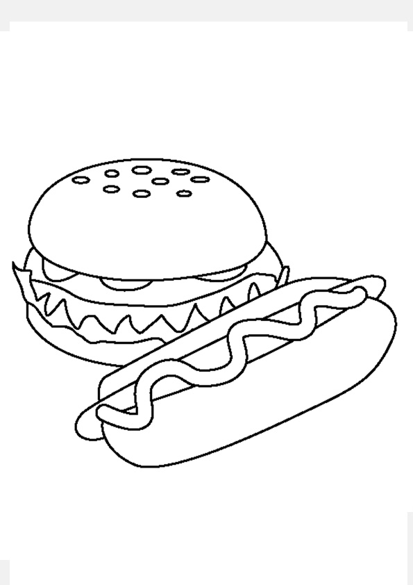 Coloring pages burger and hotdog coloring pages