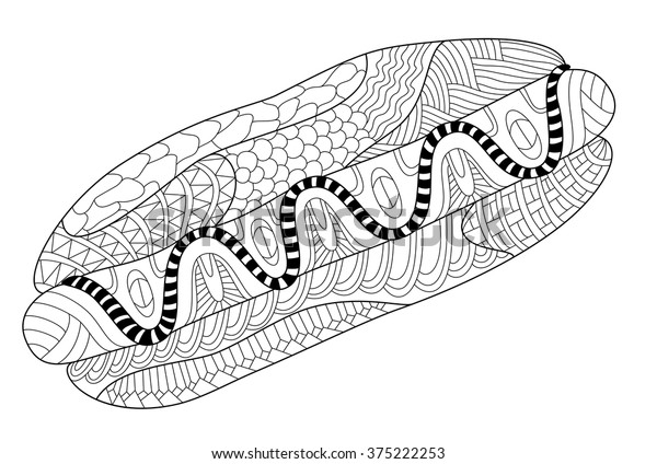 Hot dog coloring page illustration stock