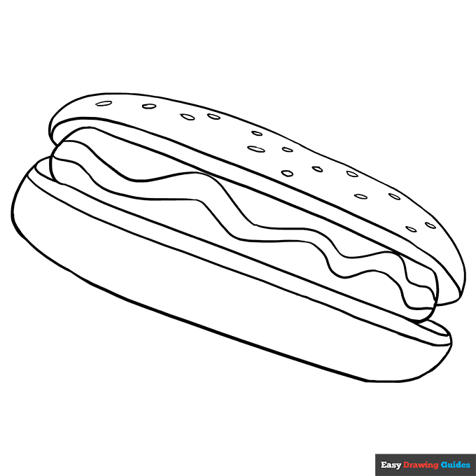 Hot dog coloring page easy drawing guides