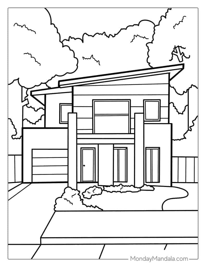 House coloring pages free pdf printables