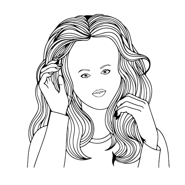 Premium vector teenage girl coloring pages for teens vector art illustration