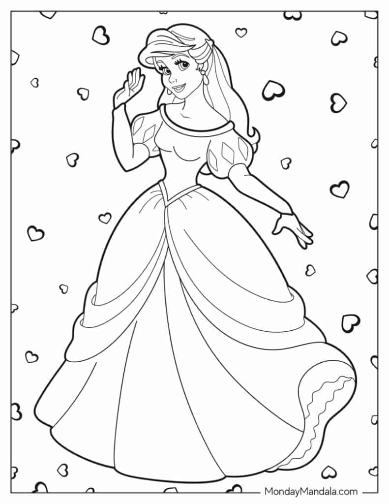 Ariel coloring pages free pdf printables