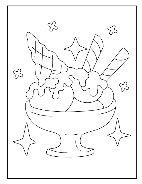 Premium vector cute ice cream coloring page