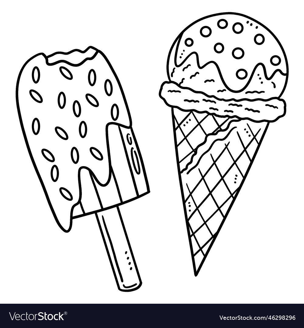 Ice cream isolated coloring page for kids vector image