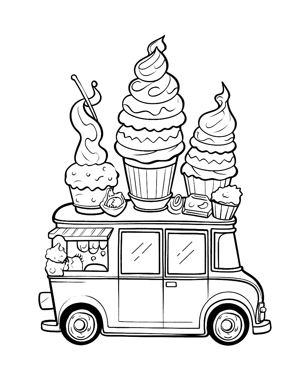 Ice cream coloring pages free printable sheets