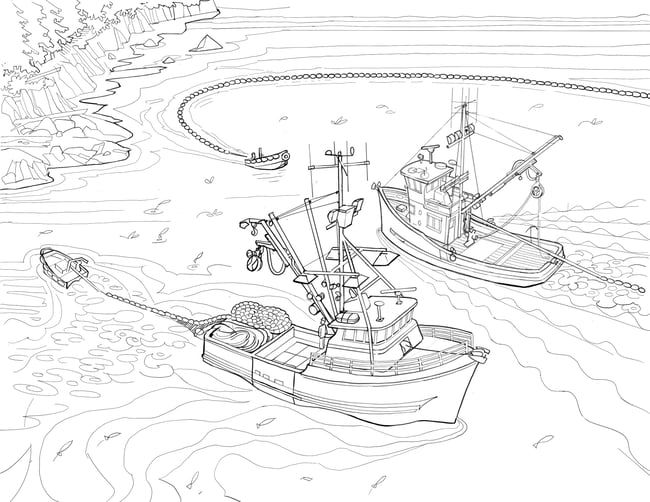 The working boats coloring book the scow