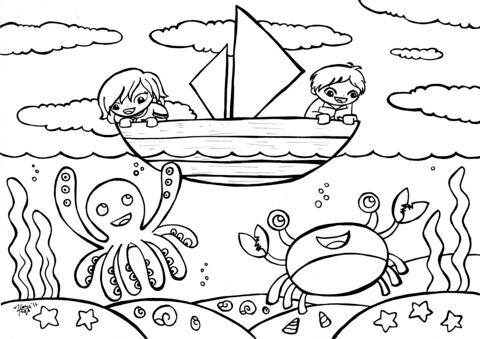 Boating coloring page free printable coloring pages