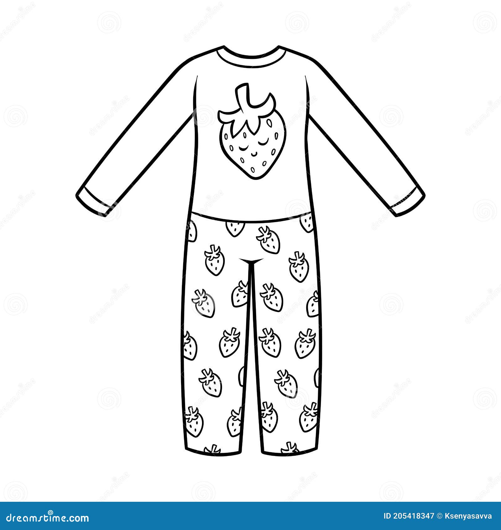 Coloring book pyjamas for girls stock vector