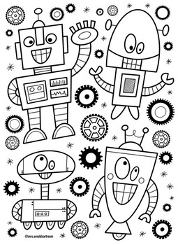 Robot coloring page by mrs arnolds art room tpt