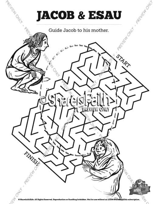 Story of jacob and esau bible mazes â