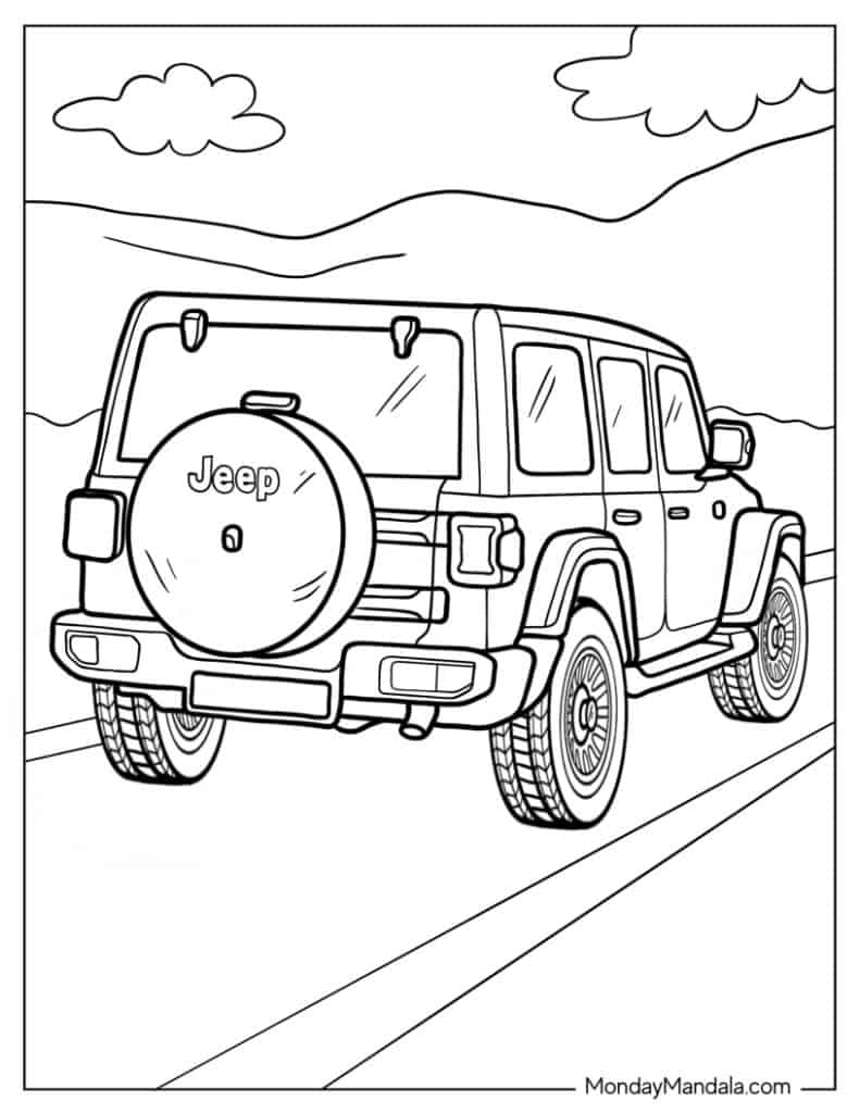 Jeep coloring pages free pdf printables