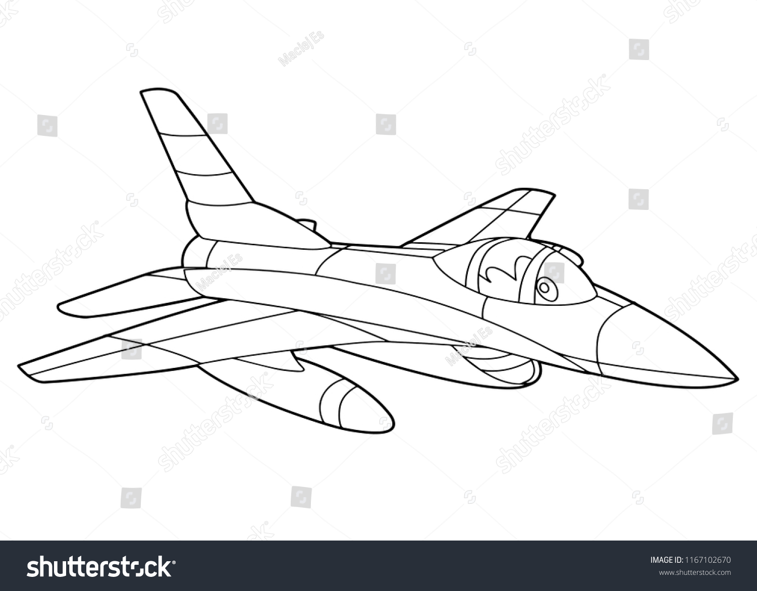 Cartoon scene vector jet plane coloring stock vector royalty free