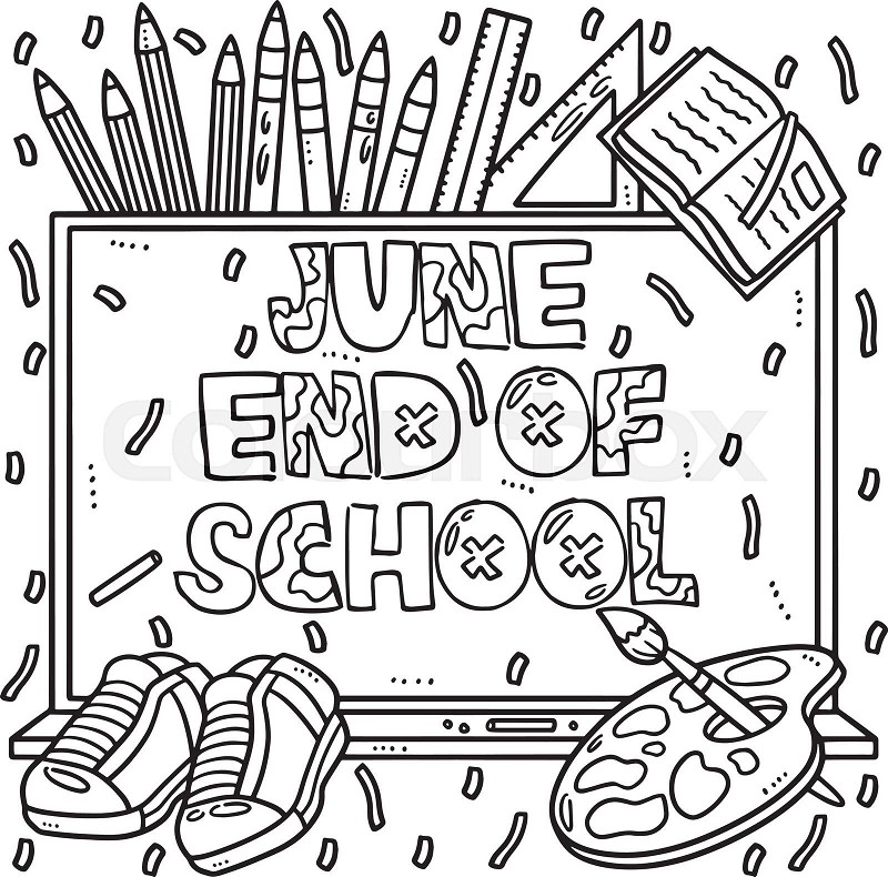 Last day of school june coloring page for kids stock vector
