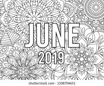 June month coloring page adults mandala stock vector royalty free