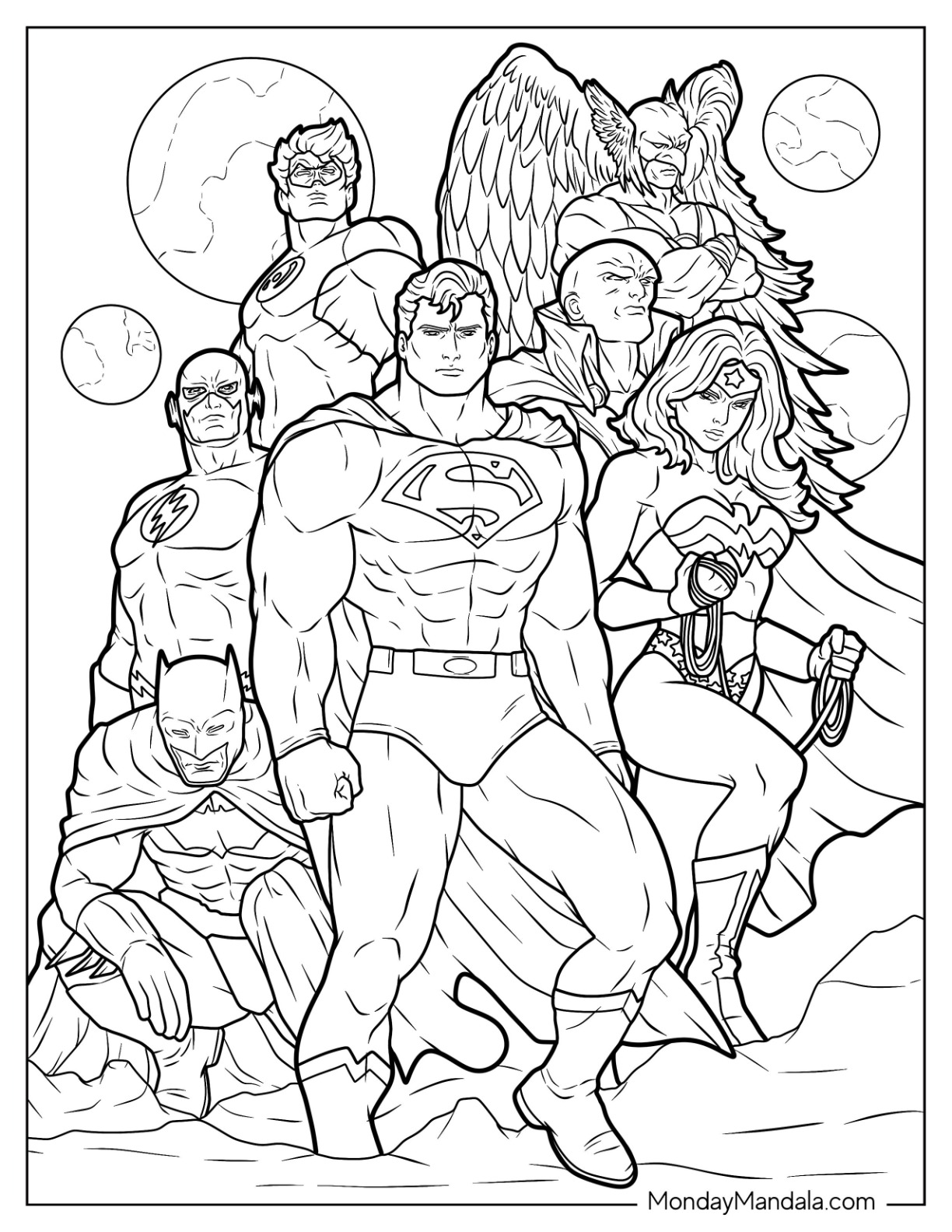 Justice league coloring pages free pdf printables