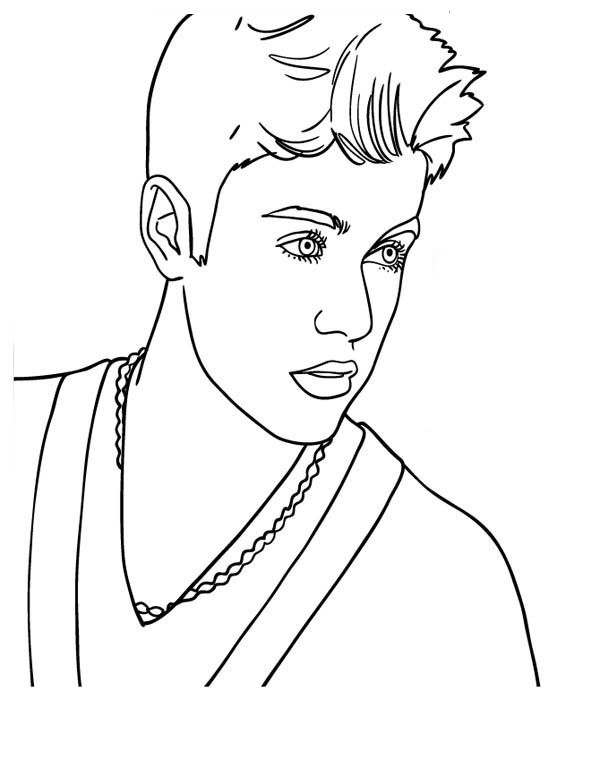 Canadian pop singer justin bieber coloring page