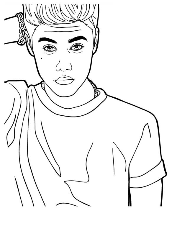 Justin bieber looking confused coloring page