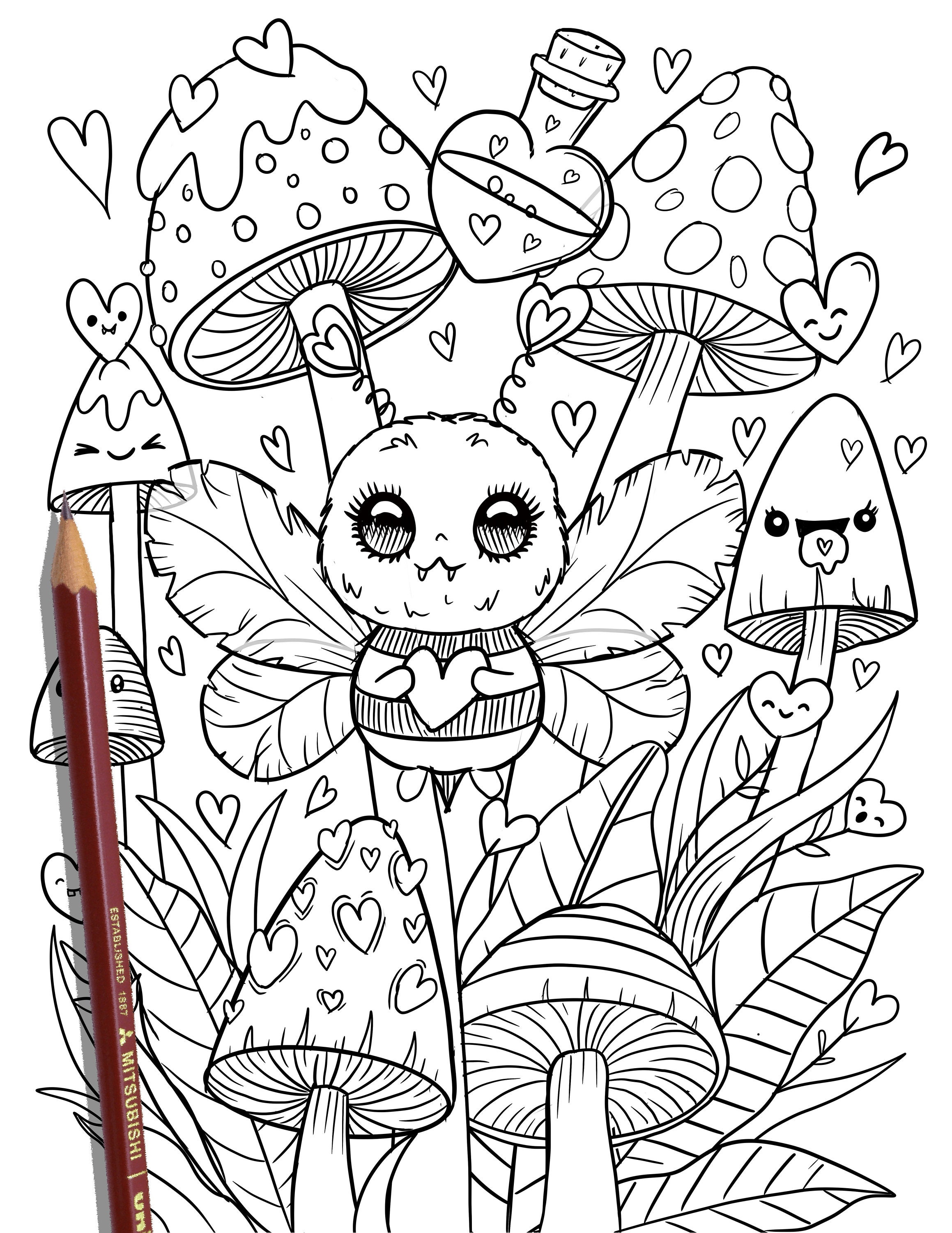 Printable cute kawaii coloring page hand