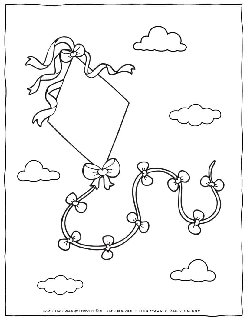 Kite outline coloring page for kids