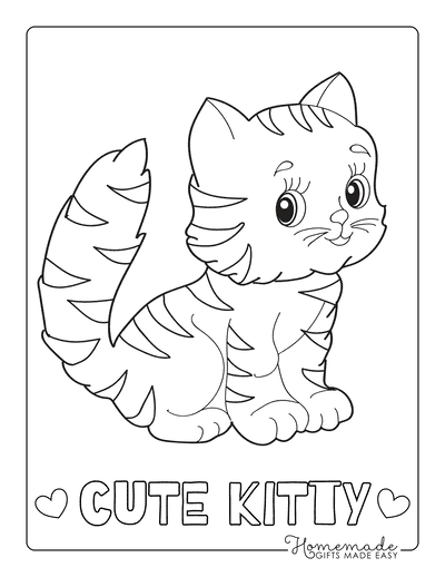 Free cat coloring pages for kids adults