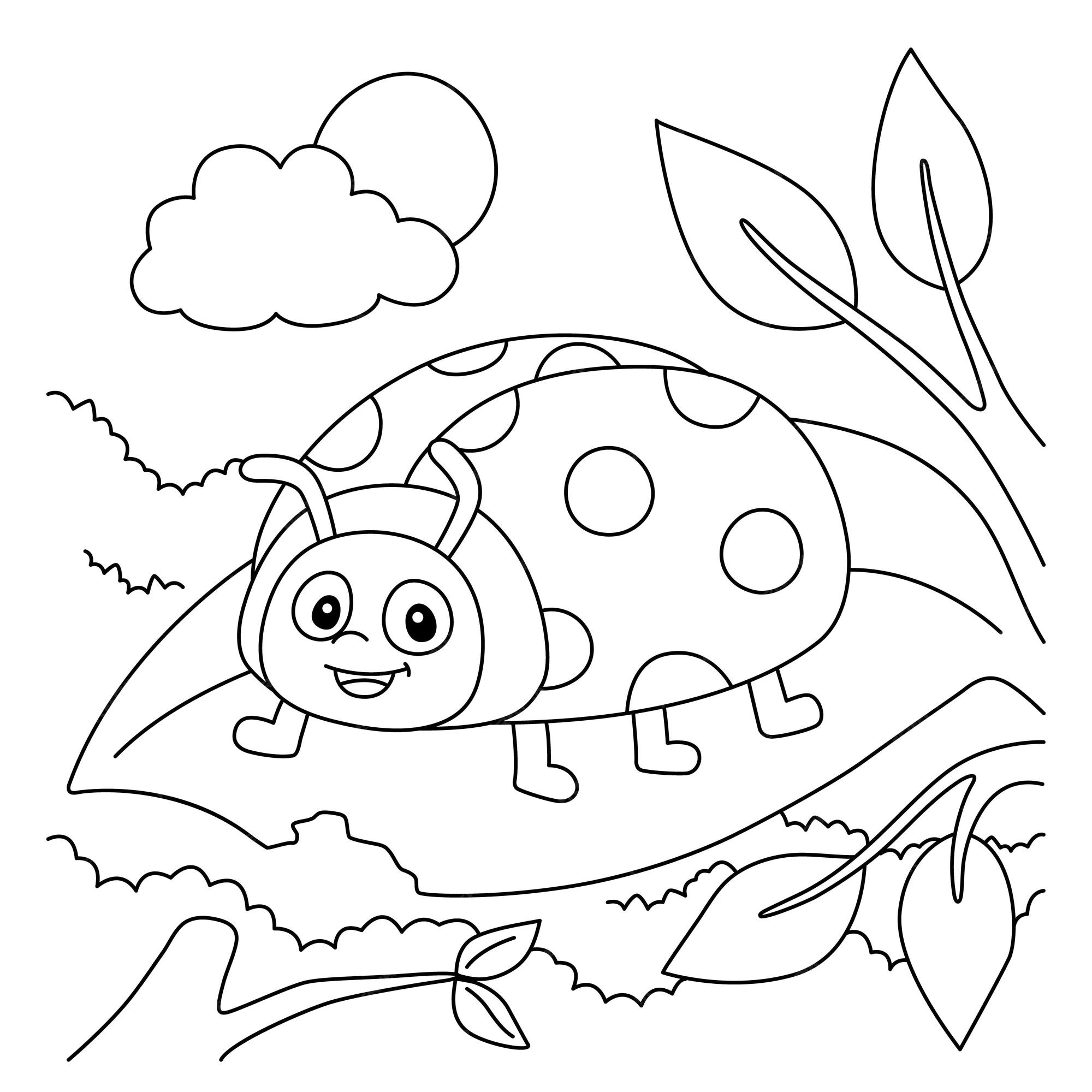 Premium vector ladybug coloring page for kids