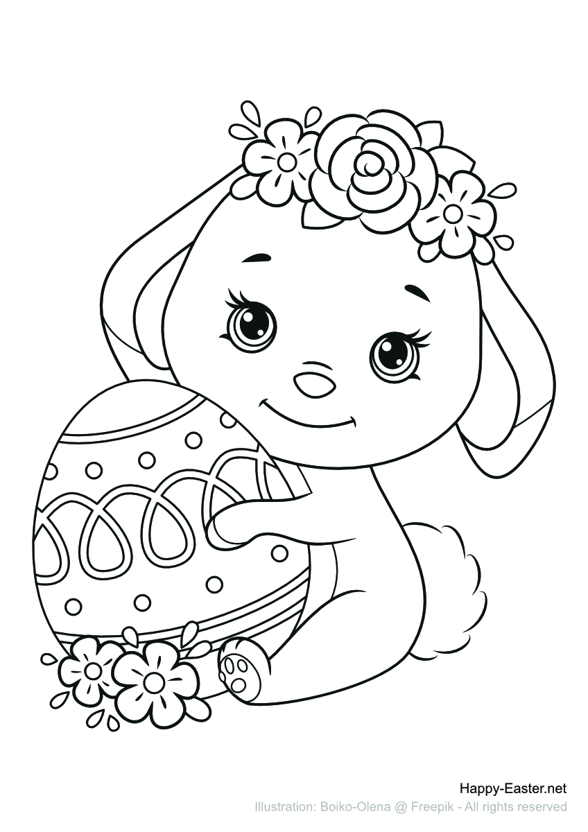 Free printable coloring page paschal lamb wearing a crown of flowers