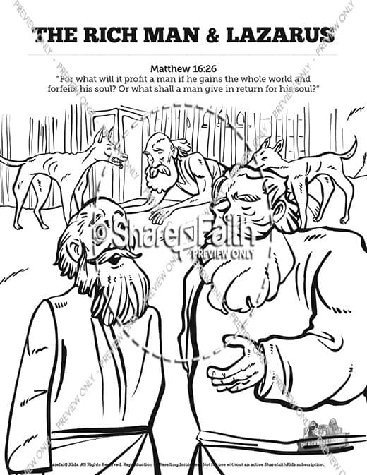 Luke lazarus and the rich man sunday school coloring pages â