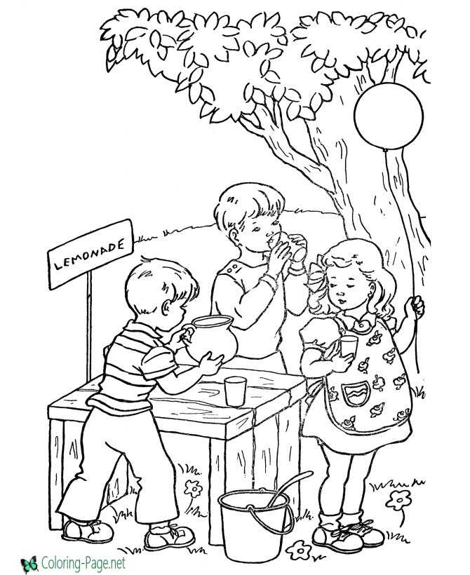 Summer coloring pages lemonade stand