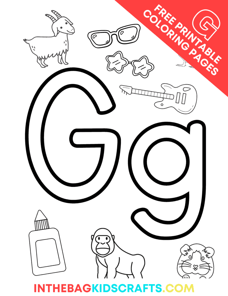 Letter g coloring pages free â in the bag kids crafts