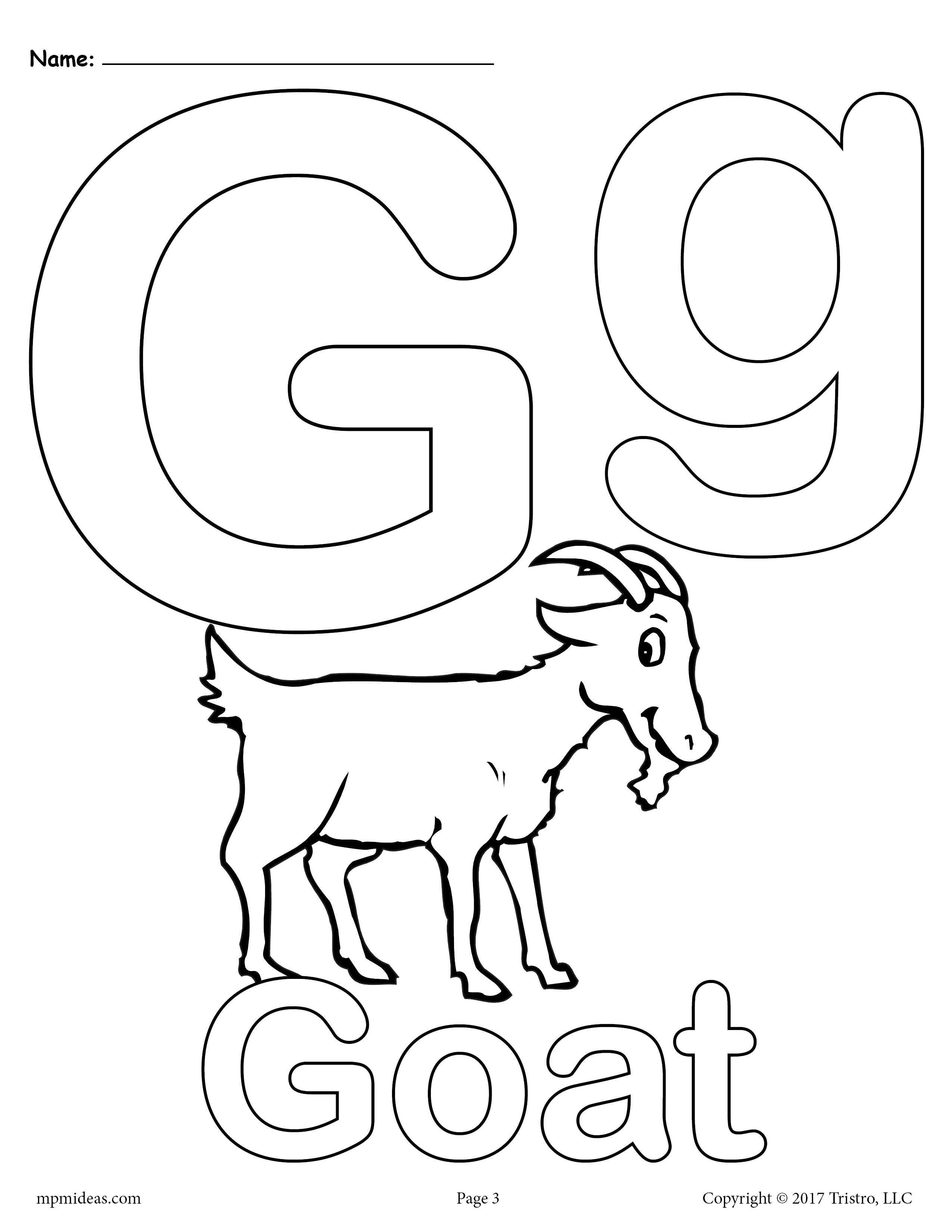 Letter g alphabet coloring pages